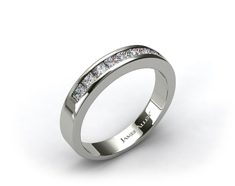 18k White Gold 0.50ct Princess Shaped Channel Set Diamond Wedding Ring 
